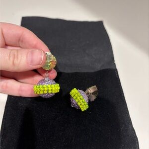 Italian jewellery designer Purple and Yellow Crystal Earrings clip-on